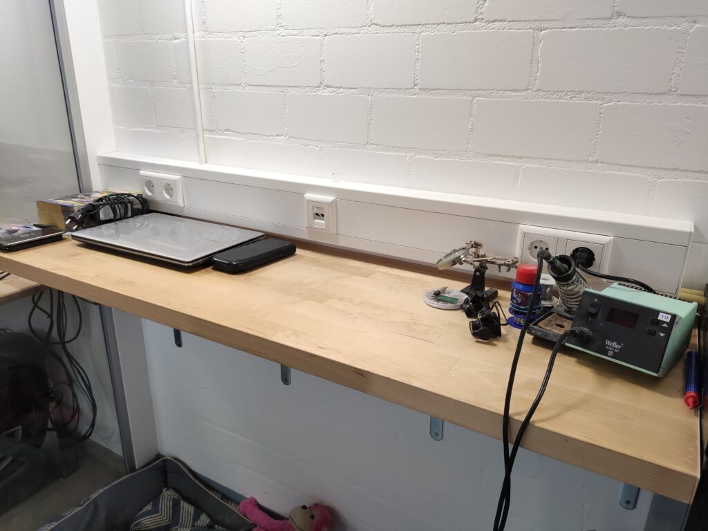 Electronics corner with soldering setup